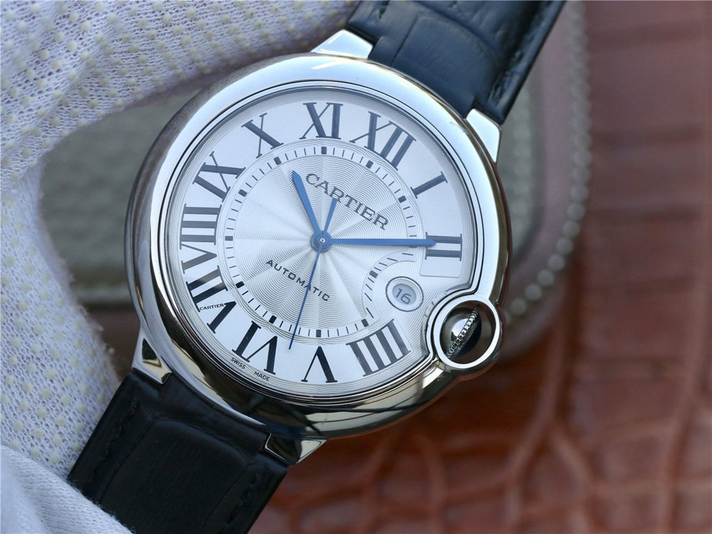 BALLON BLEU DATE 42 SILVER DIAL BLACK BRACELET