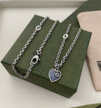 GG HEARTS STERLING SILVER BLUE ENAMEL PENDANT NECKLACE