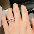 MESSIK PINK GOLD DIAMOND RING DOUBLE ROWS