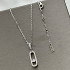 MOVE UNO LM SILVER DIAMOND PAVED NECKLACE