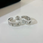 CREOLES MOVE PAVED SILVER DIAMONDS EARRINGS