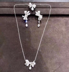 TILDA BOW CLASSIC SILVER DIAMOND DROP NECKLACE