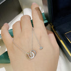 LAURENCE SIGNATURE TRIPLE PAVED SILVER DIAMOND NECKLACE