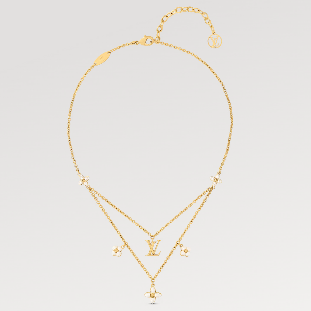 LV FLOWERGRAM PINK GOLD MOP DOUBLE ROW NECKLACE