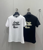 LV 25 Neck Short-Sleeved T-shirt Black White Cotton 213651