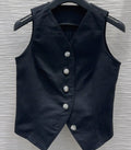 LV25 Vest Daisy Flower Youthful Black Cotton