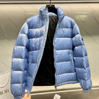 Dior Oblique Down Jacket Blue Jacquard Fabric