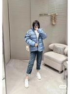 Dior Oblique Down Jacket Blue Jacquard Fabric