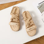 Chanel Slingback Espadrille Sandals Beige Leather and Rope