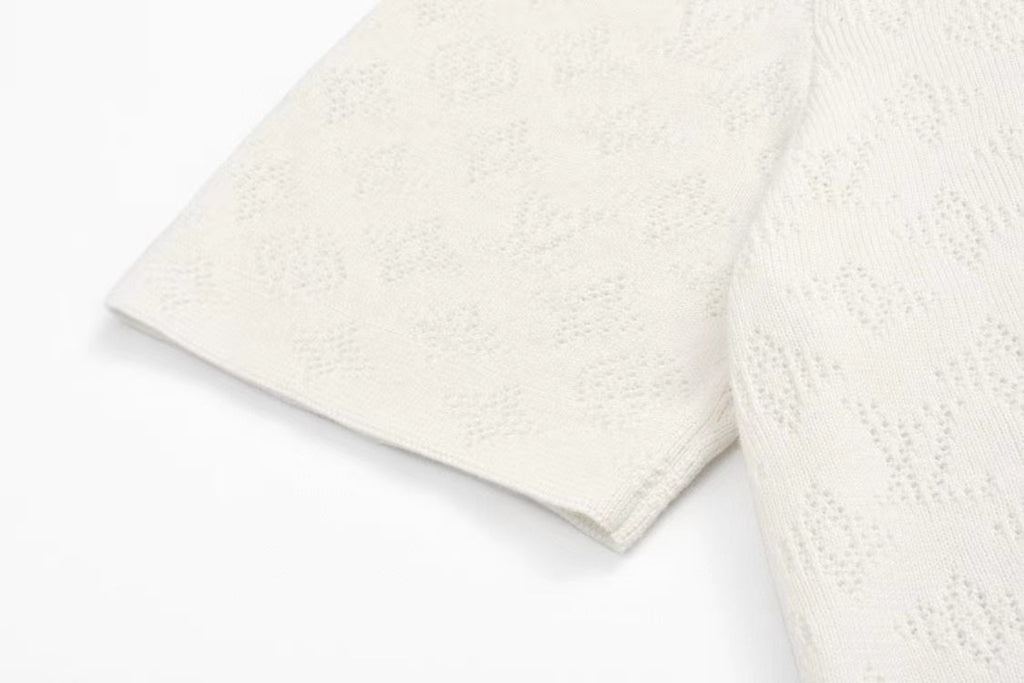 LV Short-sleeved Shirt White Wool