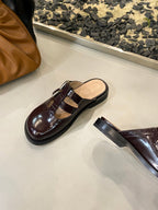 Loewe Campo Mary Jane Ballet Flat Mahogany Cowhide