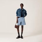Miu Blue Washed Denim Blouson Jacket
