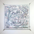 HM 26s 90 Double Sided Scarf White Green Blue Colorful Mulberry Silk 145749