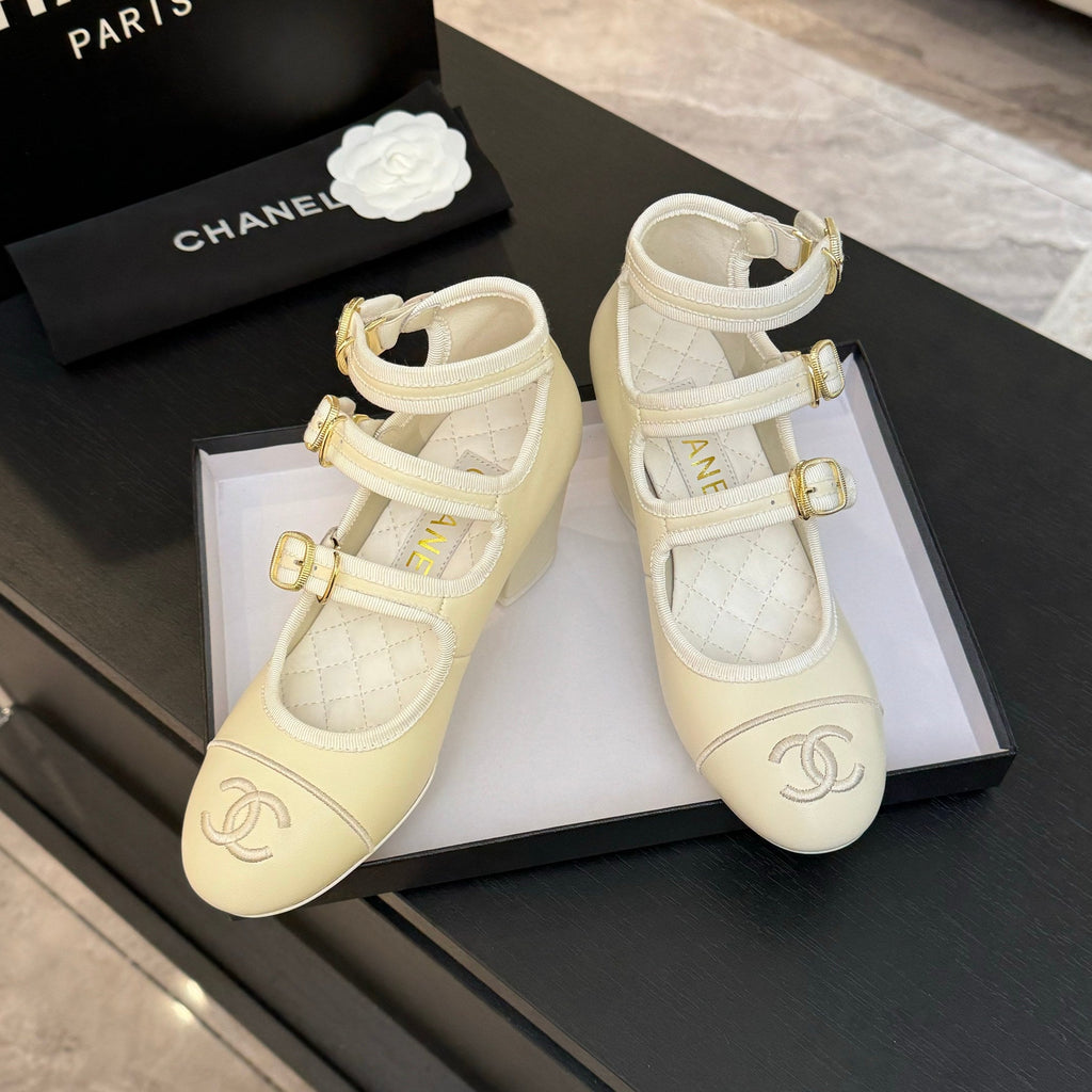 CC 25S Mary Jane 70mm Triple Strap Calfskin