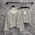 Celine 25 Striped Suit White Black Wool Polyester 278762