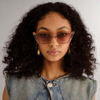 SQUARE SUNGLASSES 581358 IN NUDE PINK ACETATE EMBOSSED MONOGRAM LOGO