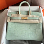 HM BIRKIN 25cm D'Eau Matte Alligator Leather Gold Hardware