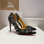 CL Brodiriza Embellished D'orsay Pumps 100mm Satin Black