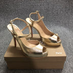 CL Jenlove Alta Pumps 120mm Metallic Leather Platine