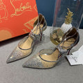 CL Maia Labella 100mm Pumps Strass and Speccchio Leather Silver