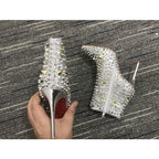 CL So Full Kate 100mm Ankle Boots Specchio Glitte Silver