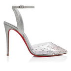 CL Spikaqueen 100 Mm Pumps PVC Calf Leather And Strass Silver