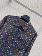 LV 25 Slightly Transparent Shirt  Black White Polyester