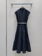 LV 25 Simple Elegant Vest Dress Black White Cotton