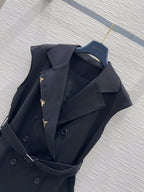 LV 25 Versatile Vest Jacket Black Beige Polyester