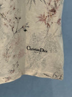CD 25 Ink And Floral short Sleeves T-shirt Beige Cotton Linen