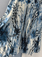 CD 25 Pleated Long Skirt Blue mix Black Cotton