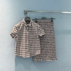 Prada 25 Plaid Set White mix Colors Cotton