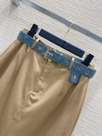 LV 25S Long Skirt Black Brown Cotton Polyester