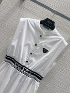 Prada 25 Sleeveless Belted Dress Cotton