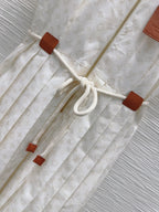 LV 25 Pleated Trendy Dress White Blue Poliester