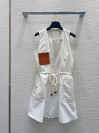 LV 25 Checkered Shirt With Pocket Dynamic Dress White Blue Polyester