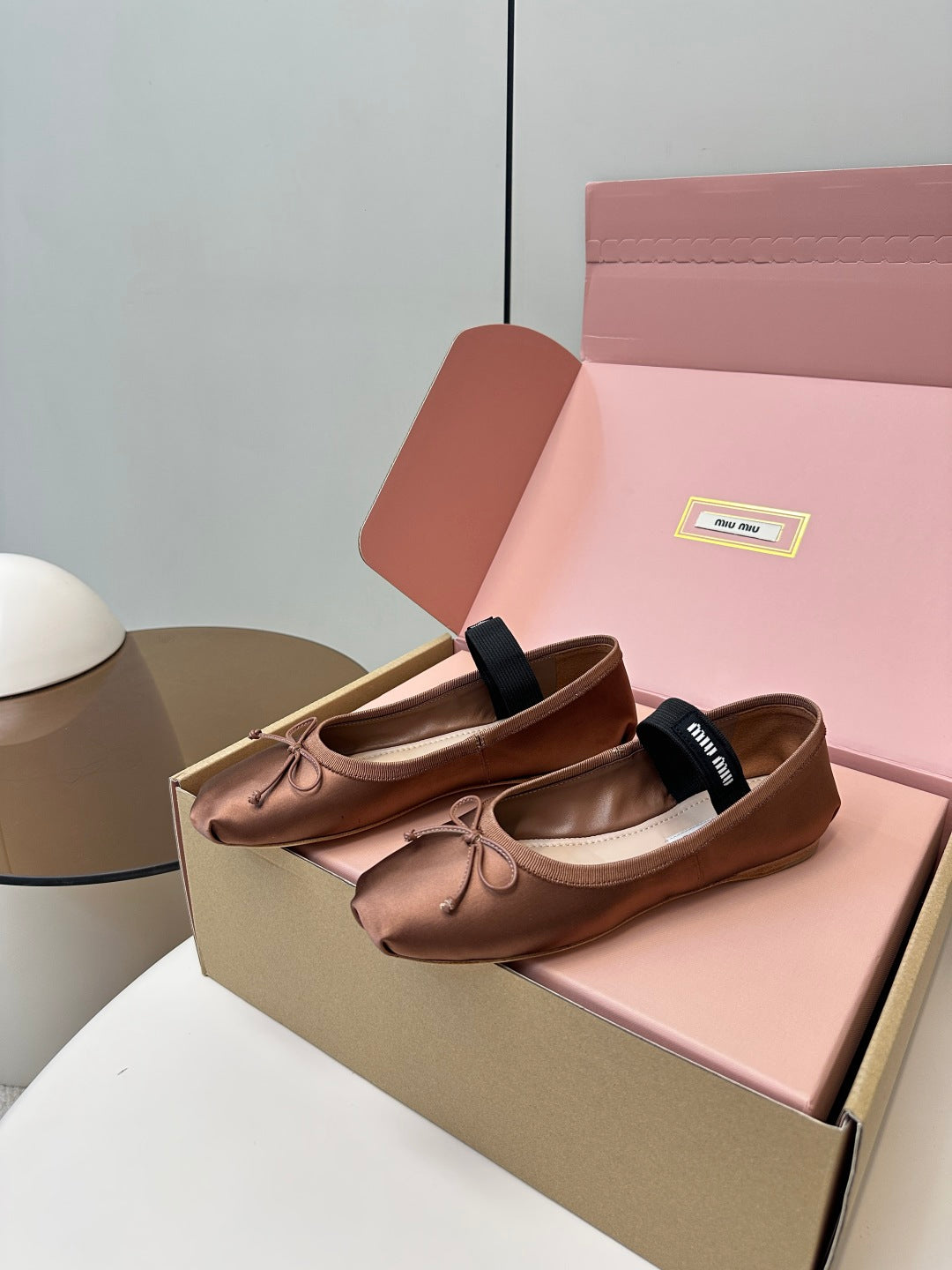 Miu Miu Mary Jane Ballet Flats  Silk Goatskin
