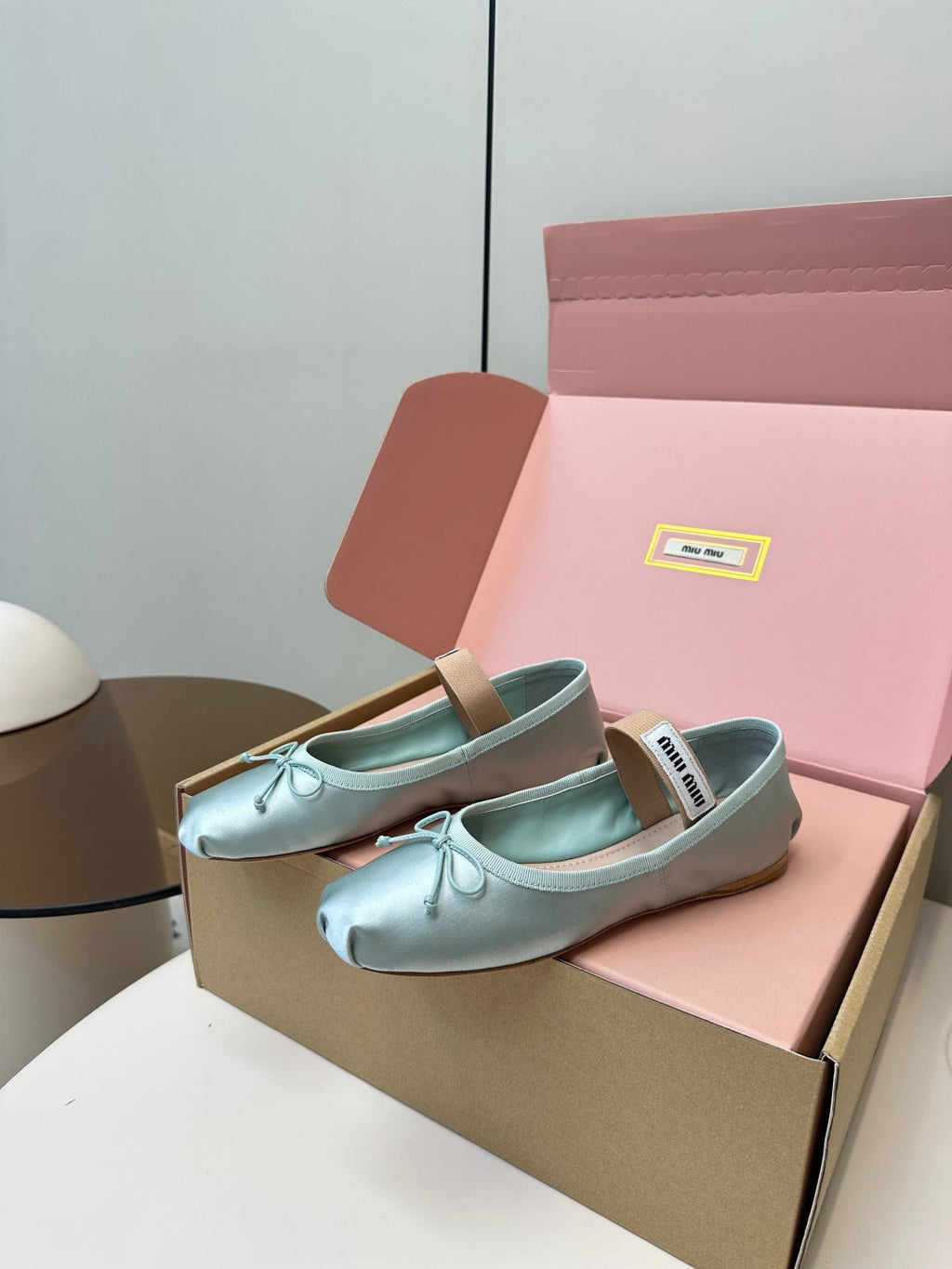 Miu Miu Mary Jane Ballet Flats  Silk Goatskin