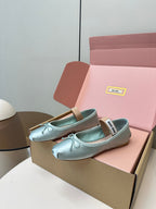 Miu Miu Mary Jane Ballet Flats  Silk Goatskin