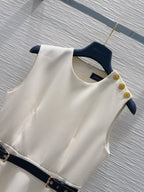 LV 25 Irregular Vest Dress Black Beige Cotton Poliester