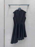 LV 25 Irregular Vest Dress Black Beige Cotton Poliester
