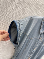 LV 25 Luxury Denim Dress Blue Smoky Blue Cotton