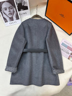 Prada 25 Mid-length Coat Gray Wool 637358