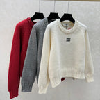 Miumiu 2025 Embellished Neckline Sweater Wool