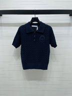 Dior 2026 Collared Cable Knit Short-Sleeve T-Shirt Wool