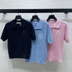 Dior 2026 Collared Cable Knit Short-Sleeve T-Shirt Wool