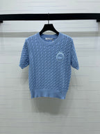 Dior 2026 Crew Neck Cable Knit Short-Sleeve T-Shirt Wool