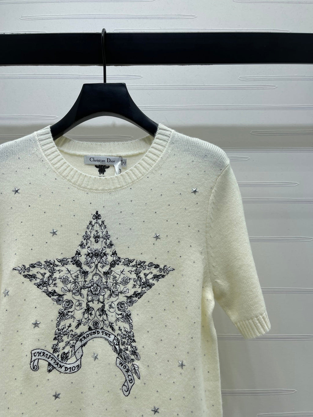 Dior 2026 Rhinestone Star Short-Sleeve Shirt Wool