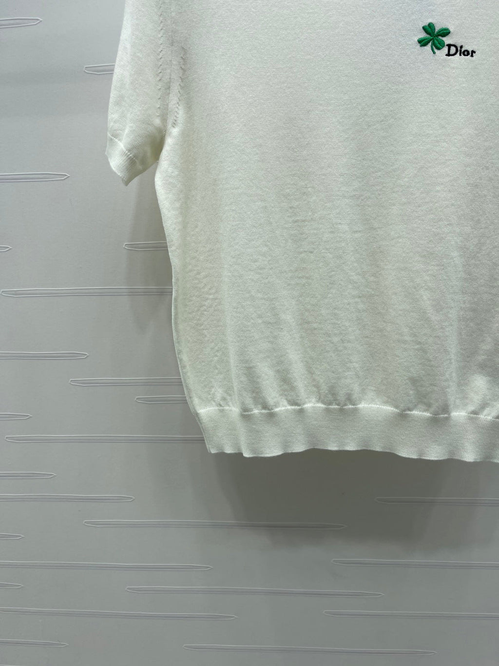 Dior 2026 Crew Neck Knit Short-Sleeve Shirt with Logo Wool