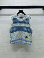 Chanel 2026 Crew Neck Striped Knit Vest Cashmere 983319